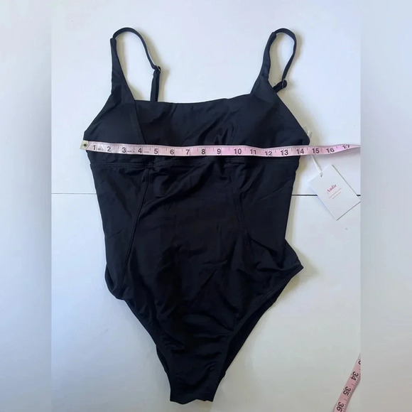 NWT Andie Black One Piece Swimsuit, Adjustable Straps, Scoop Neck, Woman Size S - Picture 5 of 7